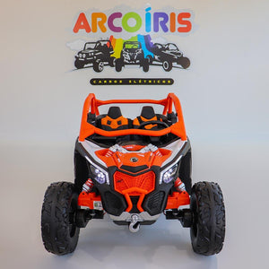 Buggy Can-Am Maverick 24V Branco/Laranja - Arco Íris Carros Elétricos