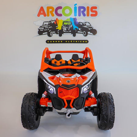 Buggy Can-Am Maverick 24V Branco/Laranja - Arco Íris Carros Elétricos