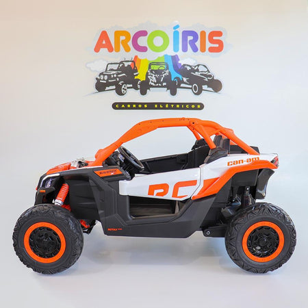 Buggy Can-Am Maverick 24V Branco/Laranja - Arco Íris Carros Elétricos