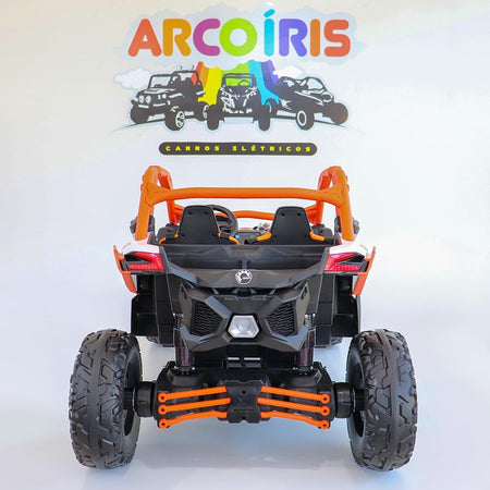 Buggy Can-Am Maverick 24V Branco/Laranja - Arco Íris Carros Elétricos